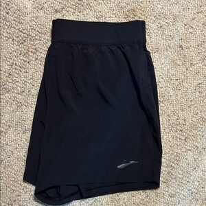Brooks Black “Run Happy” Athletic Shorts-Size L Black fully lined